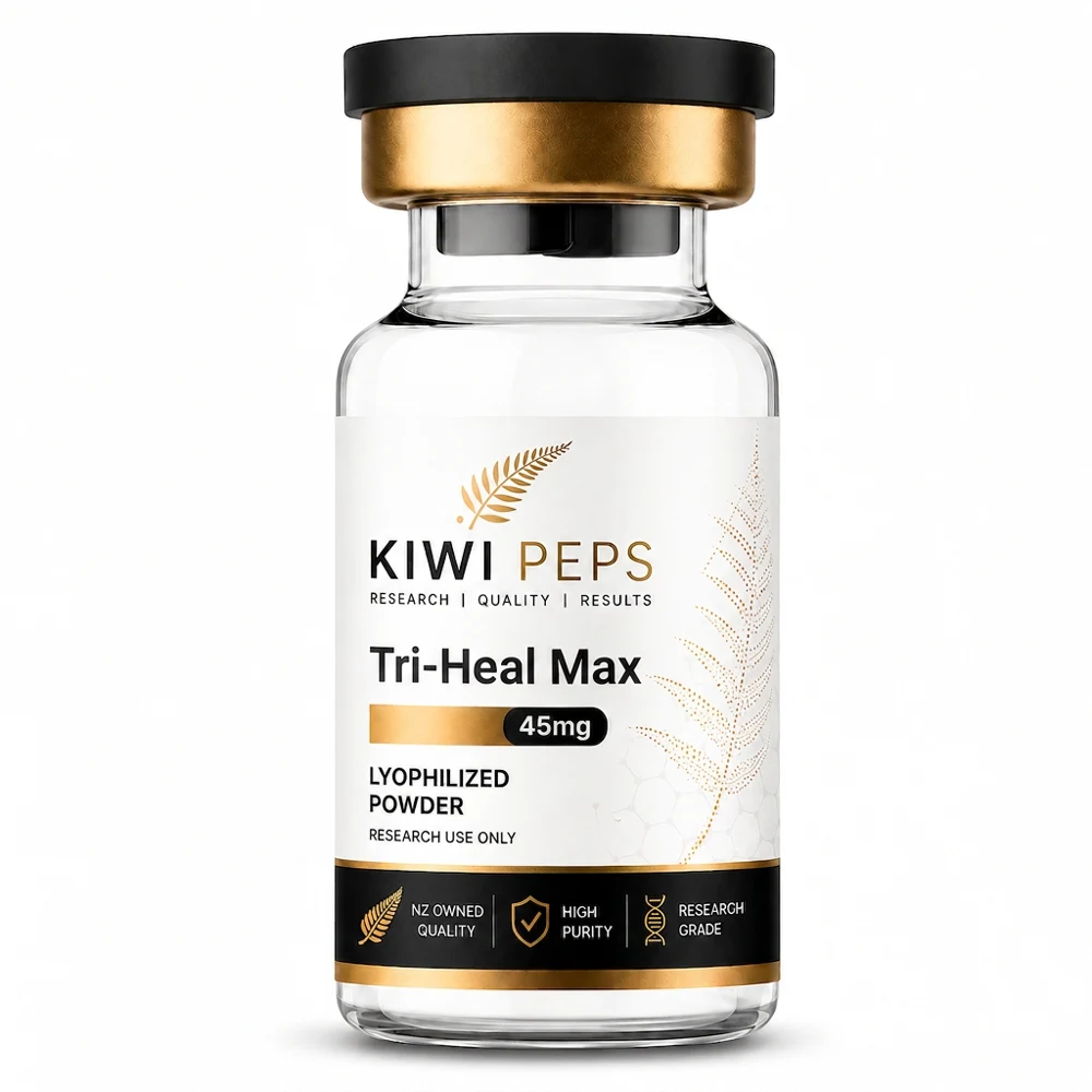 Tri-Heal Max 45mg 99.00% HPLC-MS verified lyophilised research vial — Kiwi Peps NZ